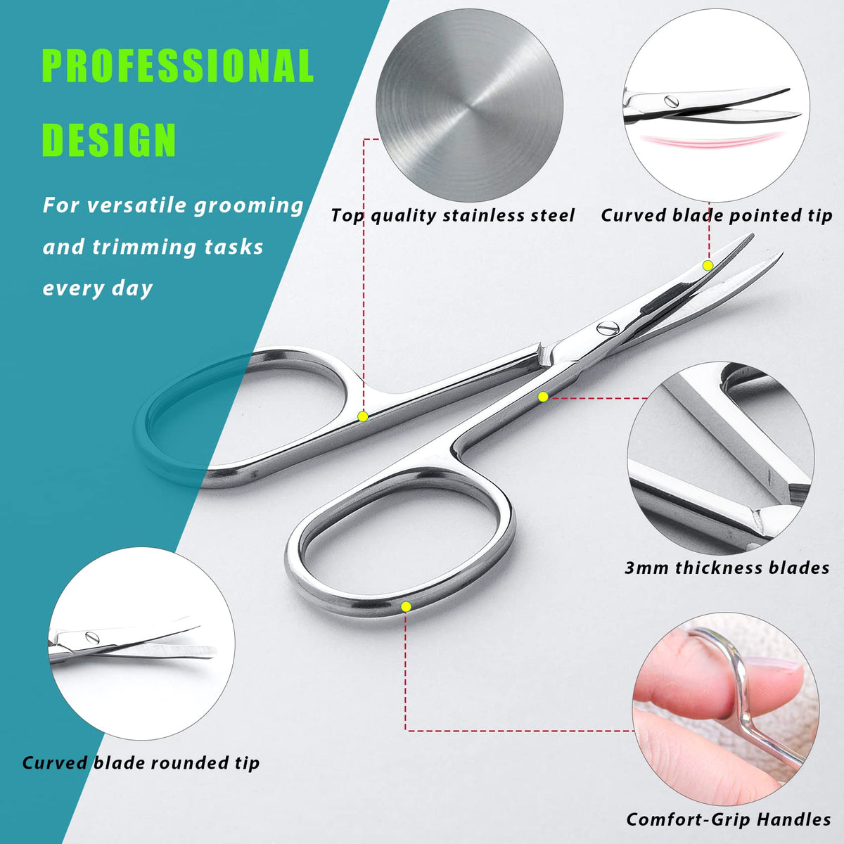 LePinko close-up of curved blade edge demonstrating precise contouring for eyebrow and mustache shaping