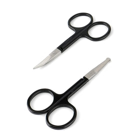 LePinko black grooming scissors front view showing compact travel-friendly design