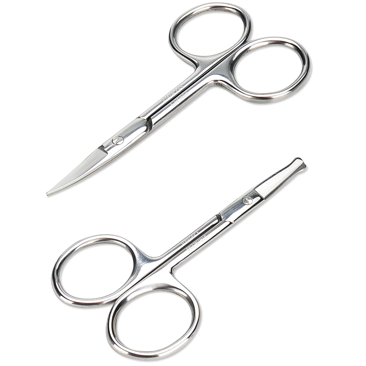 LePinko front view of two-piece grooming scissors set shown, compact and travel-ready