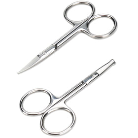 LePinko front view of two-piece grooming scissors set shown, compact and travel-ready