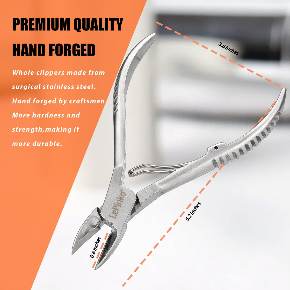 LePinko textured handle detail showing non-slip grip for better control