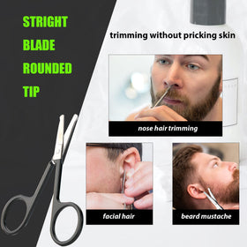 LePinko scissors trimming nose hair safely with curved tip for reduced nicks