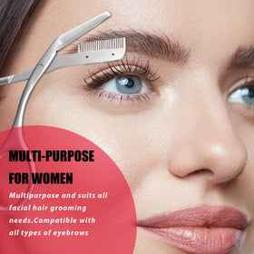 LePinko trimming scissors in use shaping eyebrow for neat look
