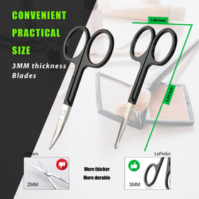 LePinko pointed straight blade detail for precise eyebrow and mustache shaping