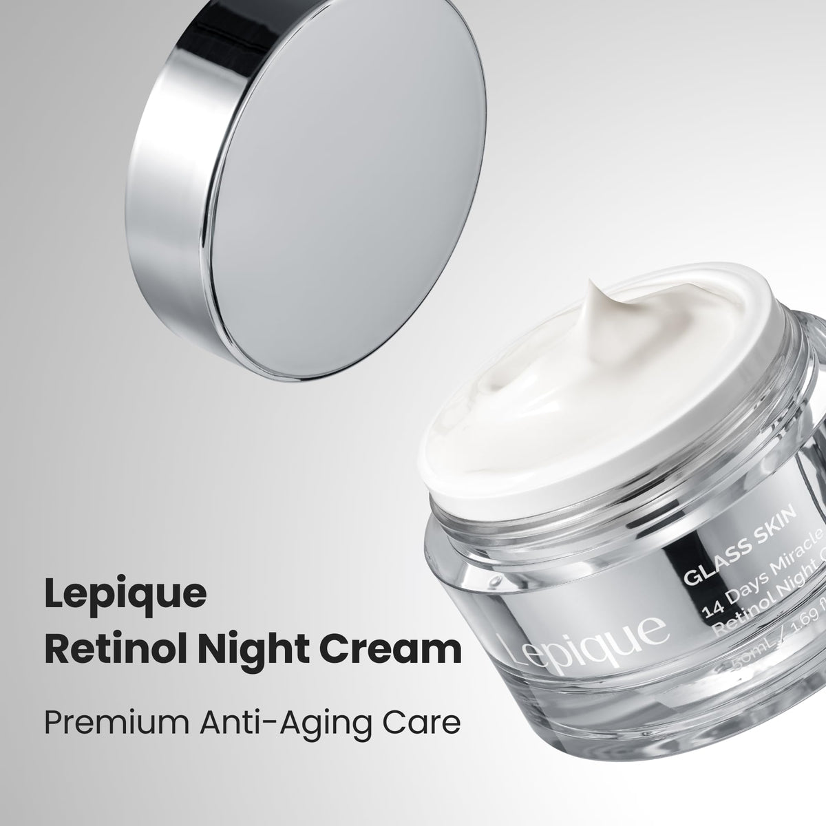 Lepique retinol cream dispensed amount demonstrating easy application control
