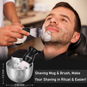 LEPONIX sandalwood shaving cream tube label visible, provides soothing lather