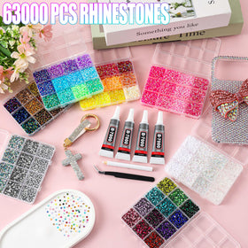 LERBOU color swatch close-up of 59 vibrant rhinestone shades for precise color matching