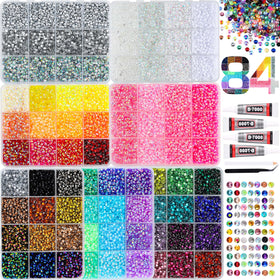 LERBOU front packaging showing box of 59-color rhinestone kit and tools, clear overview benefit