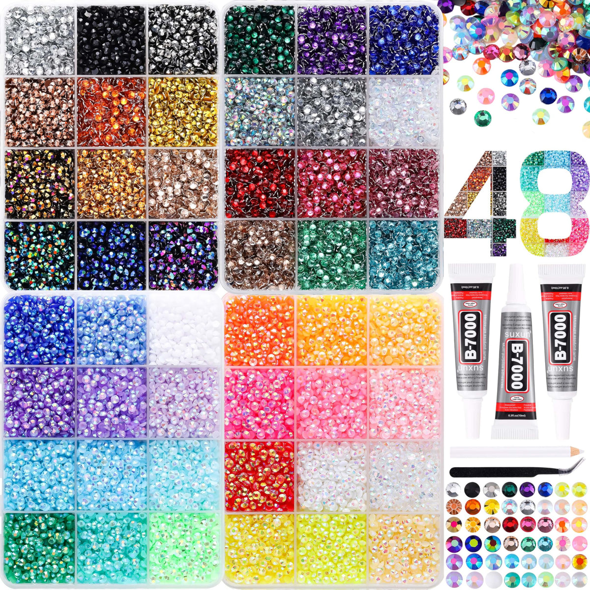 LERBOU front packaging showing complete rhinestone kit and tools for quick crafting