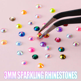LERBOU 3mm rhinestone next to coin showing scale and practical size