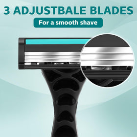 Leriton close-up of three stainless-steel blades showing smooth cutting edge