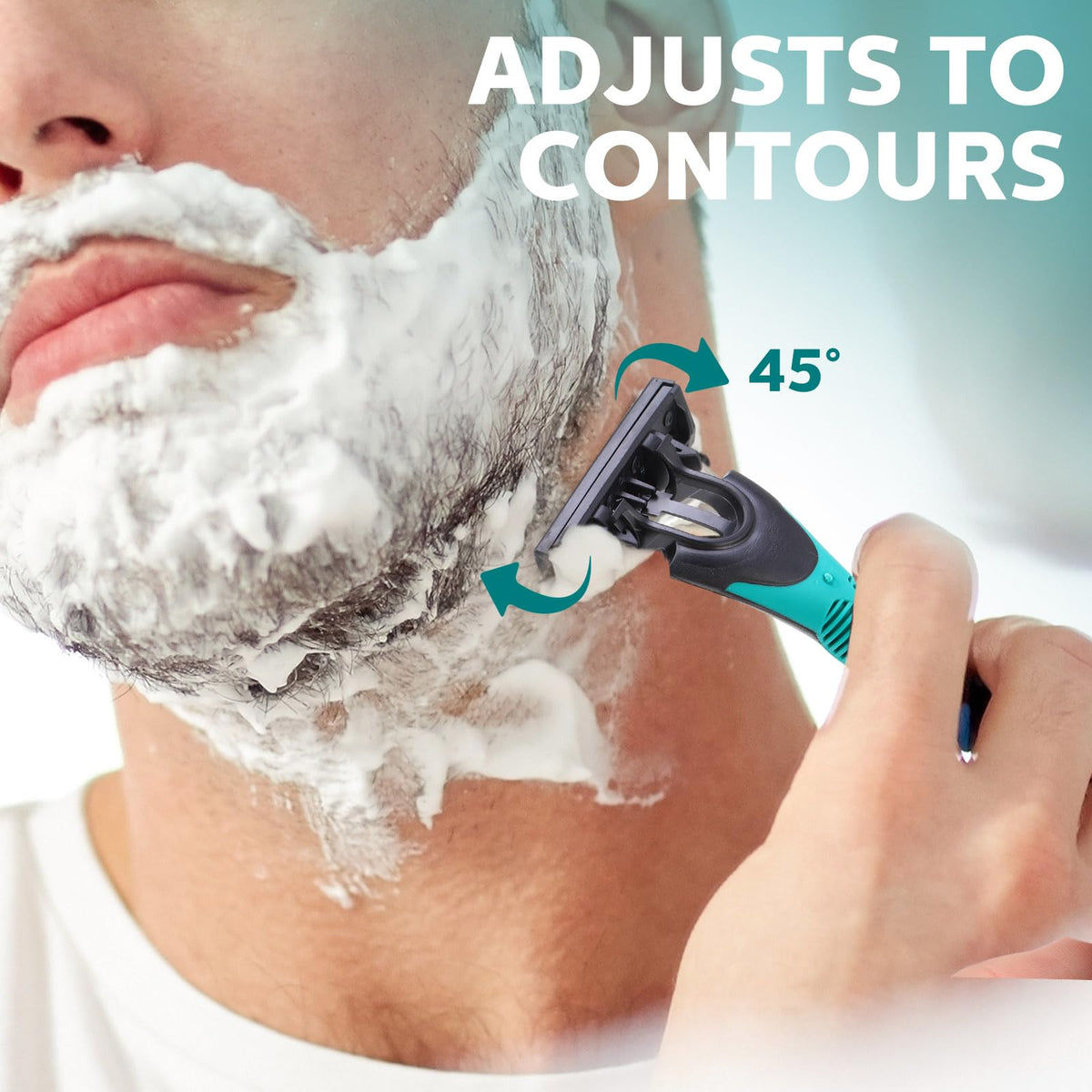 Leriton razor held in hand showing scale and ergonomic length benefit