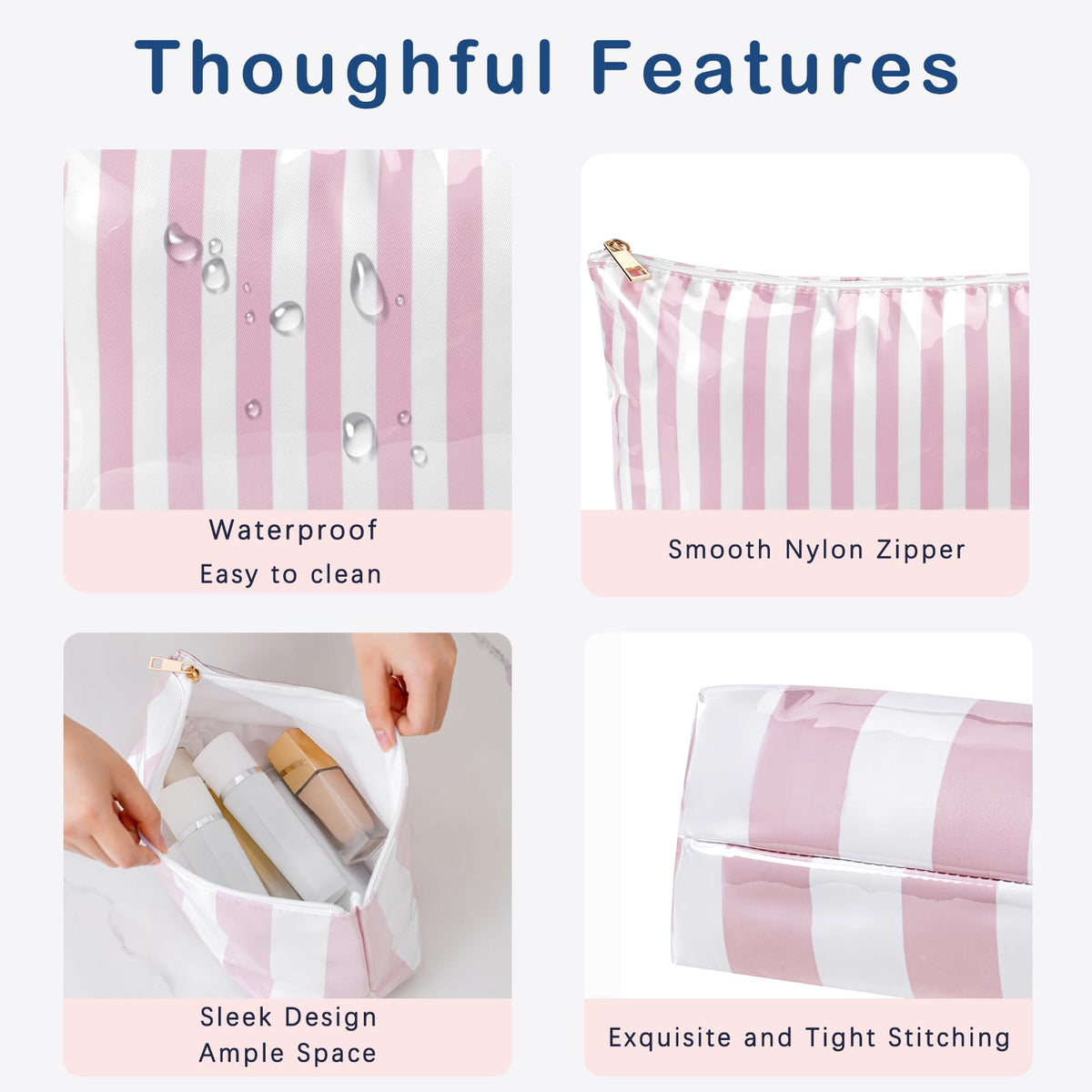 Lestikave interior nylon print showing roomy lining for toiletries and cosmetics