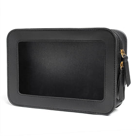 LETGO front view of clear makeup bag showing organized contents and quick security benefit