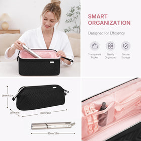 Leudes open interior with organized compartments for attachments and cords