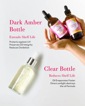 Leven Rose used on hair ends illustrating added shine and softness