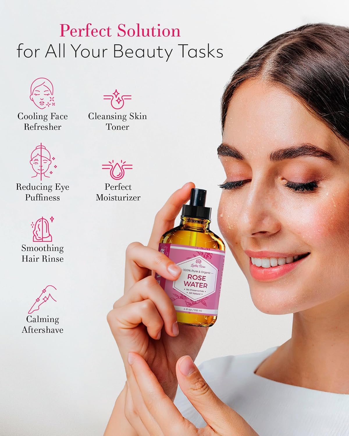 Leven Rose label detail highlighting Moroccan Rosa Damascena origin