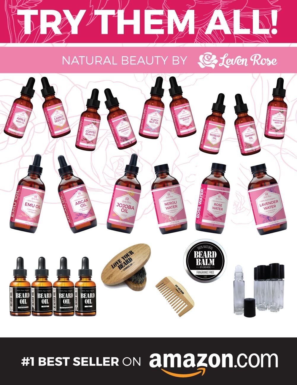 Leven Rose bottle in bathroom routine setting conveying daily-use convenience benefit