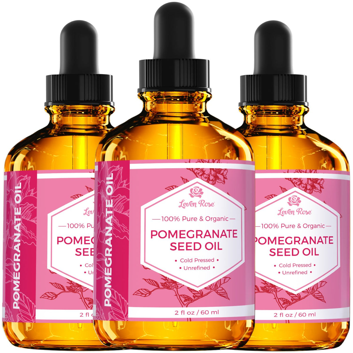 Leven Rose label and amber bottle protecting oil potency benefit