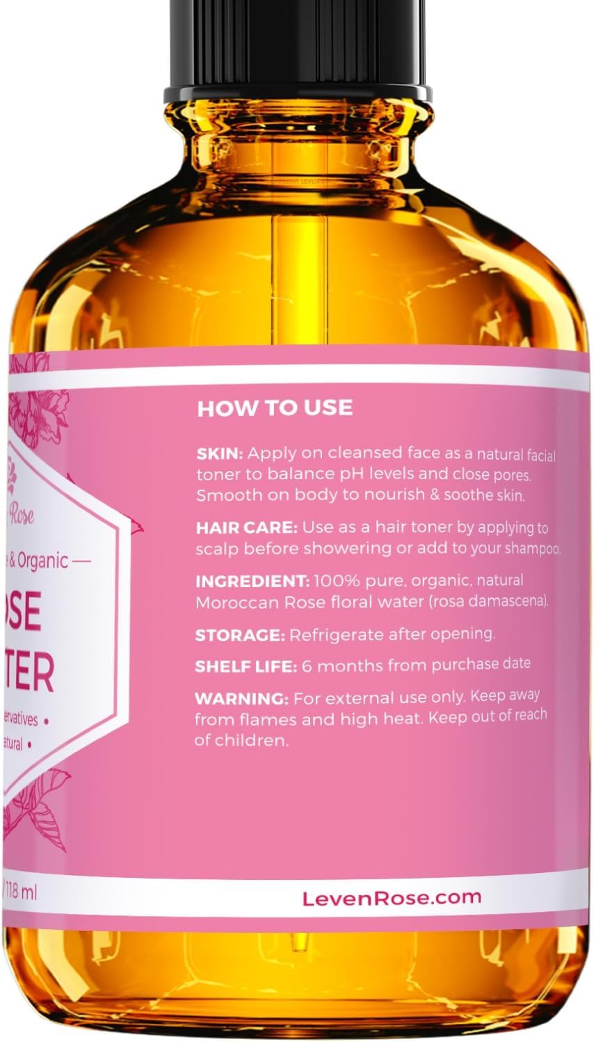 Leven Rose bottle beside a ruler to show 4 oz size and portability