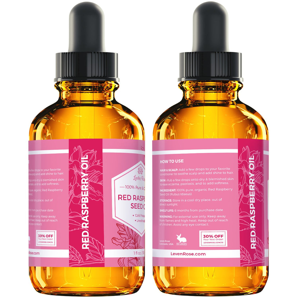 Leven Rose 1 oz bottle beside common items for size comparison and portability