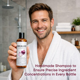 Styled thicker-looking hair after regular Lexenic Excalvo use, showing improved density