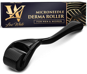 Lexi White Beauty front view of glossy black derma roller for easy handling