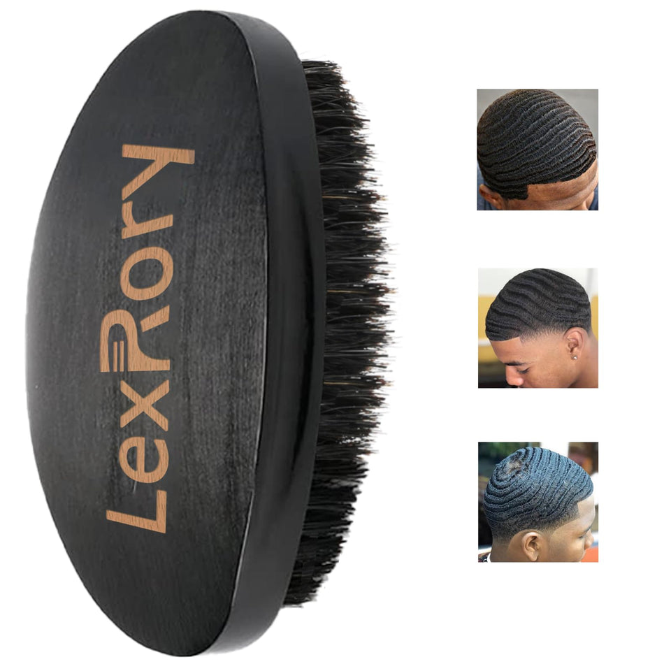 LexRory front view of curved wave brush showing shape and finish for consistent waves