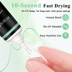 LEYKOSH being applied to press-on nails demonstrating fast, clean bonding