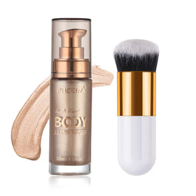 Lezero rose gold bottle front view showing sleek packaging and glow benefit