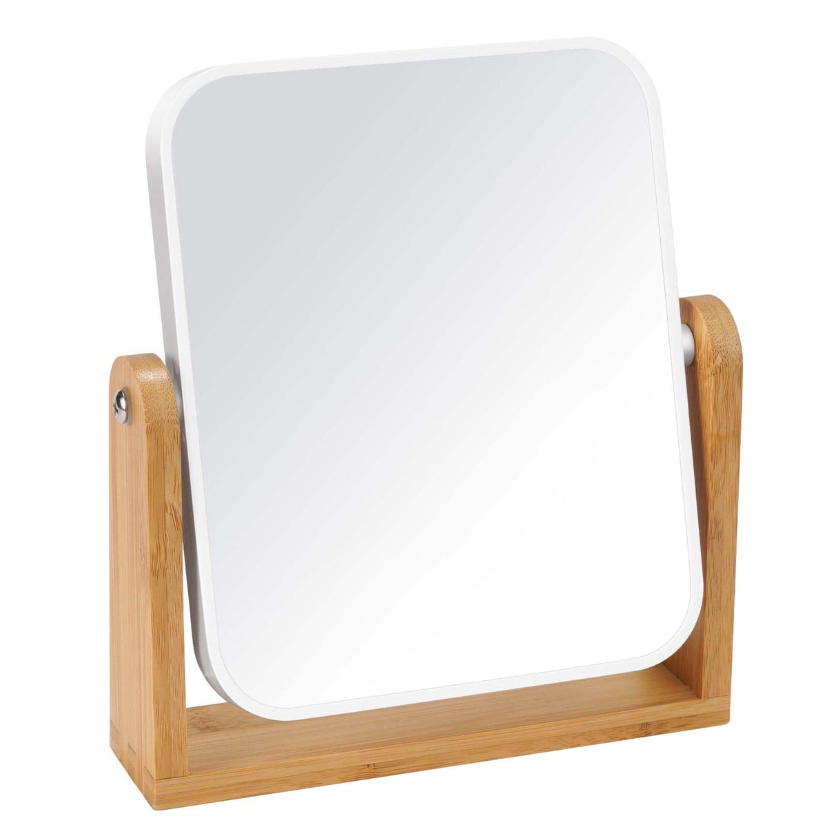 LFOYOU front view of bamboo vanity mirror showing elegant design and clear reflection