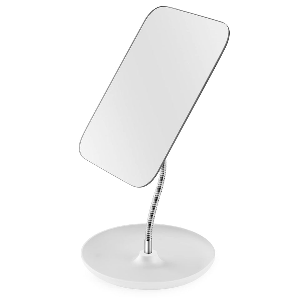 LFOYOU front view of square vanity mirror showing clean reflection and stable stand benefit