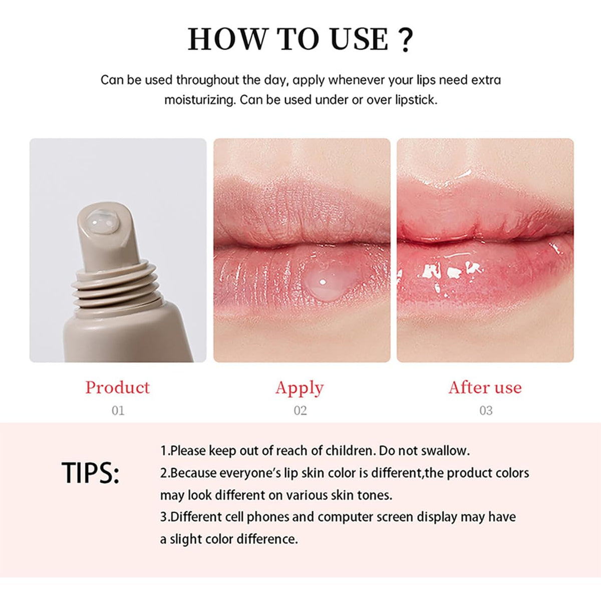 LFuTPm Guava swatch on lips showing fresh color and soft moisturizing finish