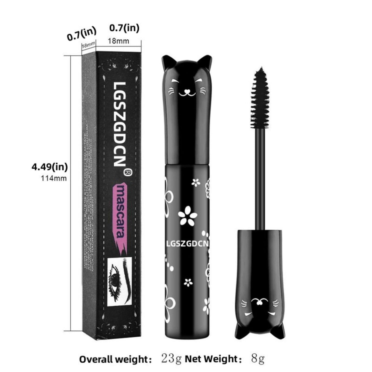 LGSZGDCN mascara tube held in hand showing size and travel-friendly benefit
