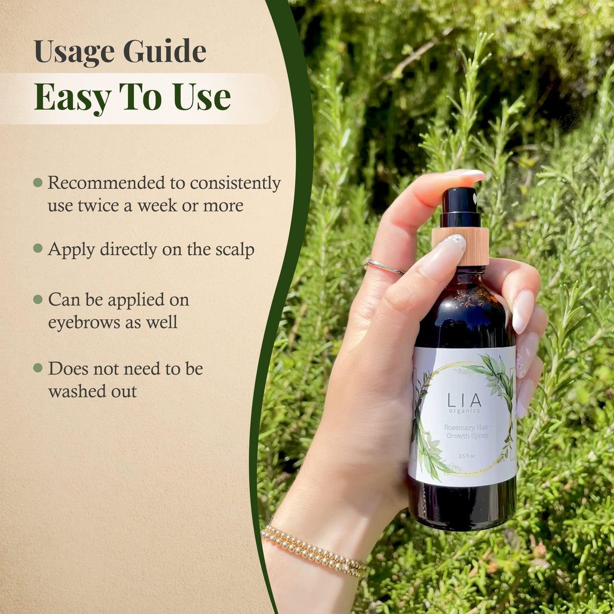 Lia Organics rosemary leaves ingredient focus highlighting botanical freshness benefit