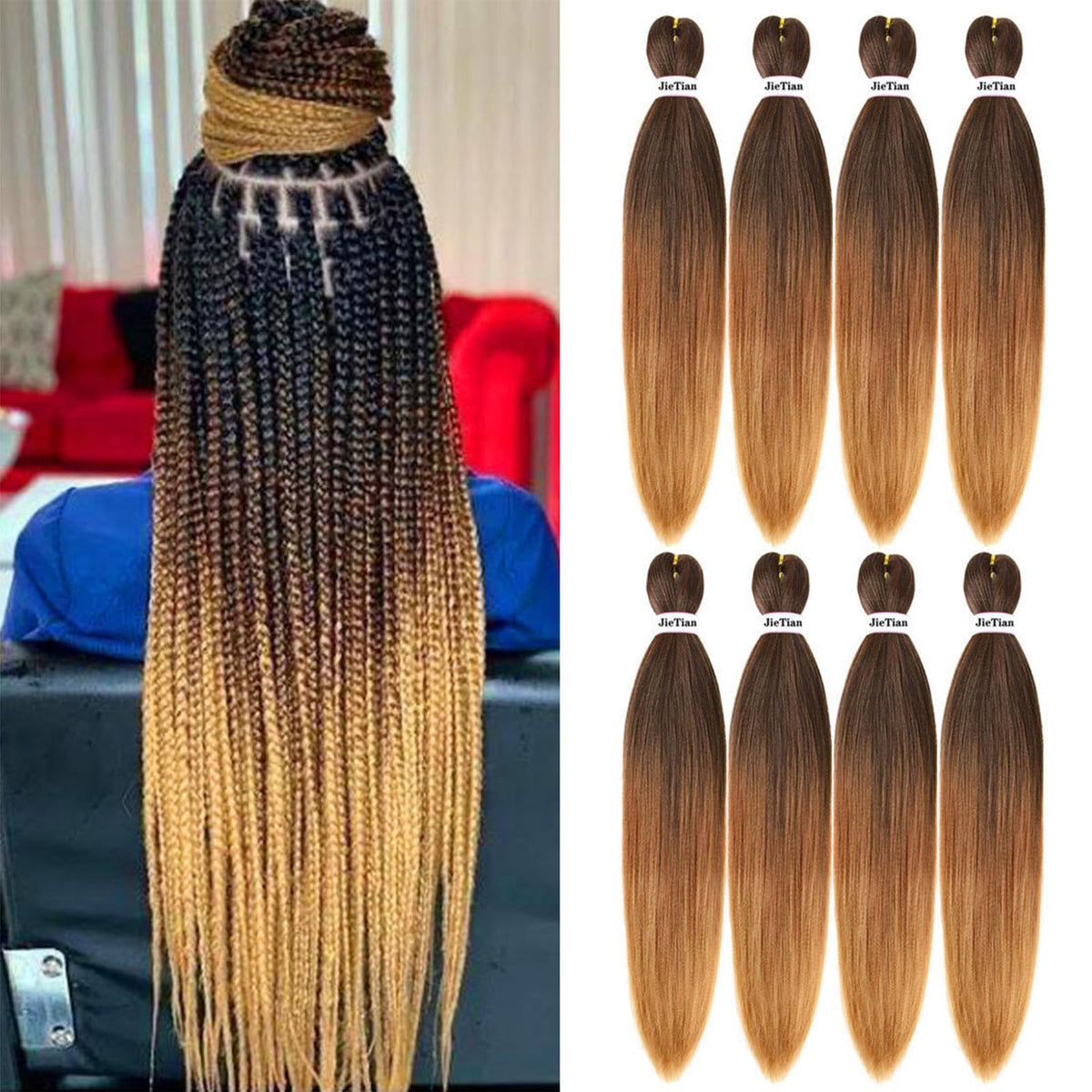 Liang Dian front packaging showing ombre braiding hair benefits