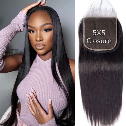 Liangya Hair front view of 5x5 HD closure showing natural part and ready-to-install benefit