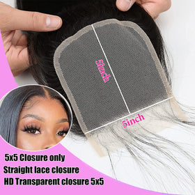 Liangya Hair straight 14 inch closure side profile demonstrating smooth, silky texture
