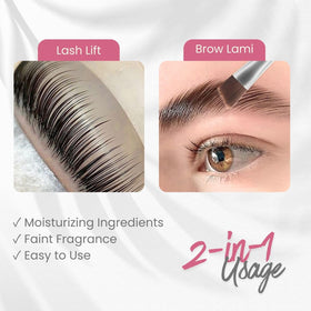 Libeauty applicator brush spreading balm on a lift shield for precise lash placement