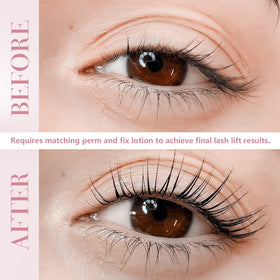 Libeauty before and after lash lift illustrating visible lift