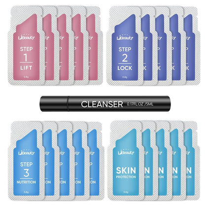 Libeauty front packaging showing kit contents for easy at-home lifts