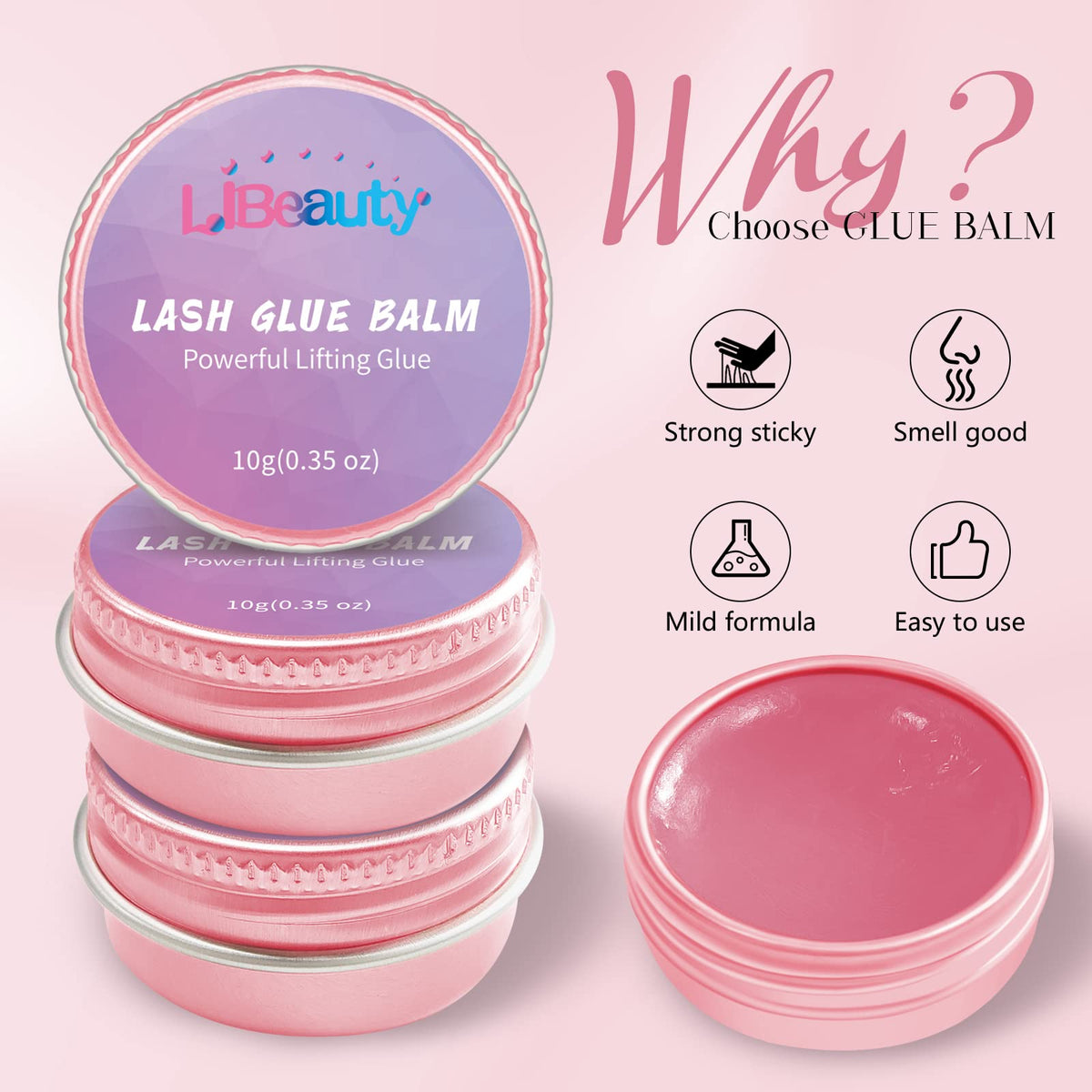 Libeauty lashes secured on silicone shield illustrating strong tack and quick setup