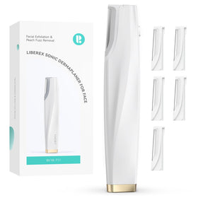 Liberex front view of white dermaplaning tool showing compact design and clean finish