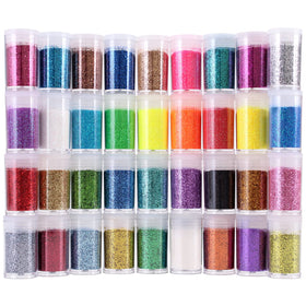 LICOOL GLITTER front packaging showing all 36 clear jars and variety
