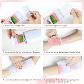 liddy Dance applying roll-on wax to leg for efficient, salon-quality removal