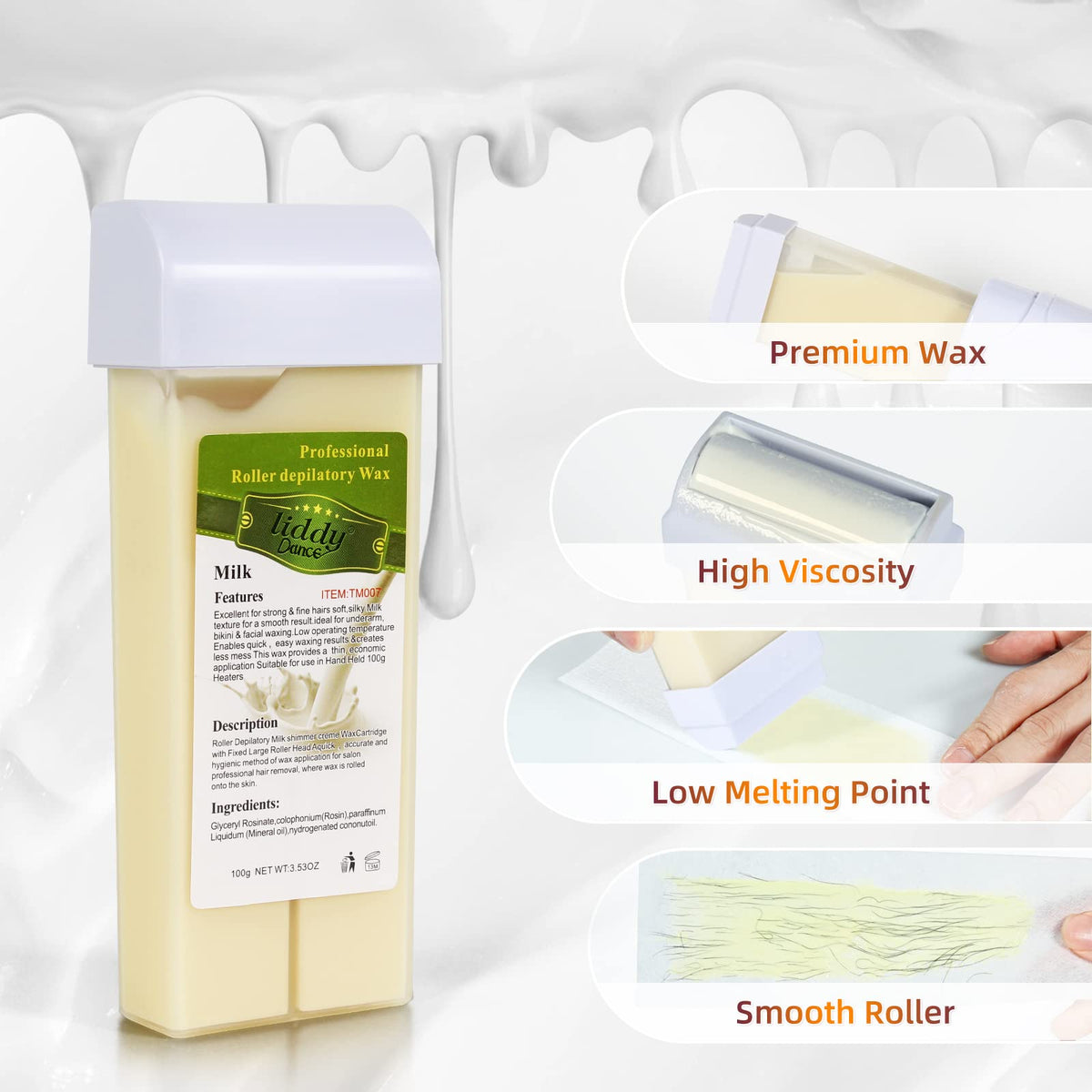 liddy Dance cartridge roller inserted in warmer demonstrating easy at-home use