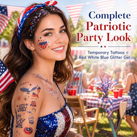 LIDODO close-up of American flag tattoo sheet with vibrant colors