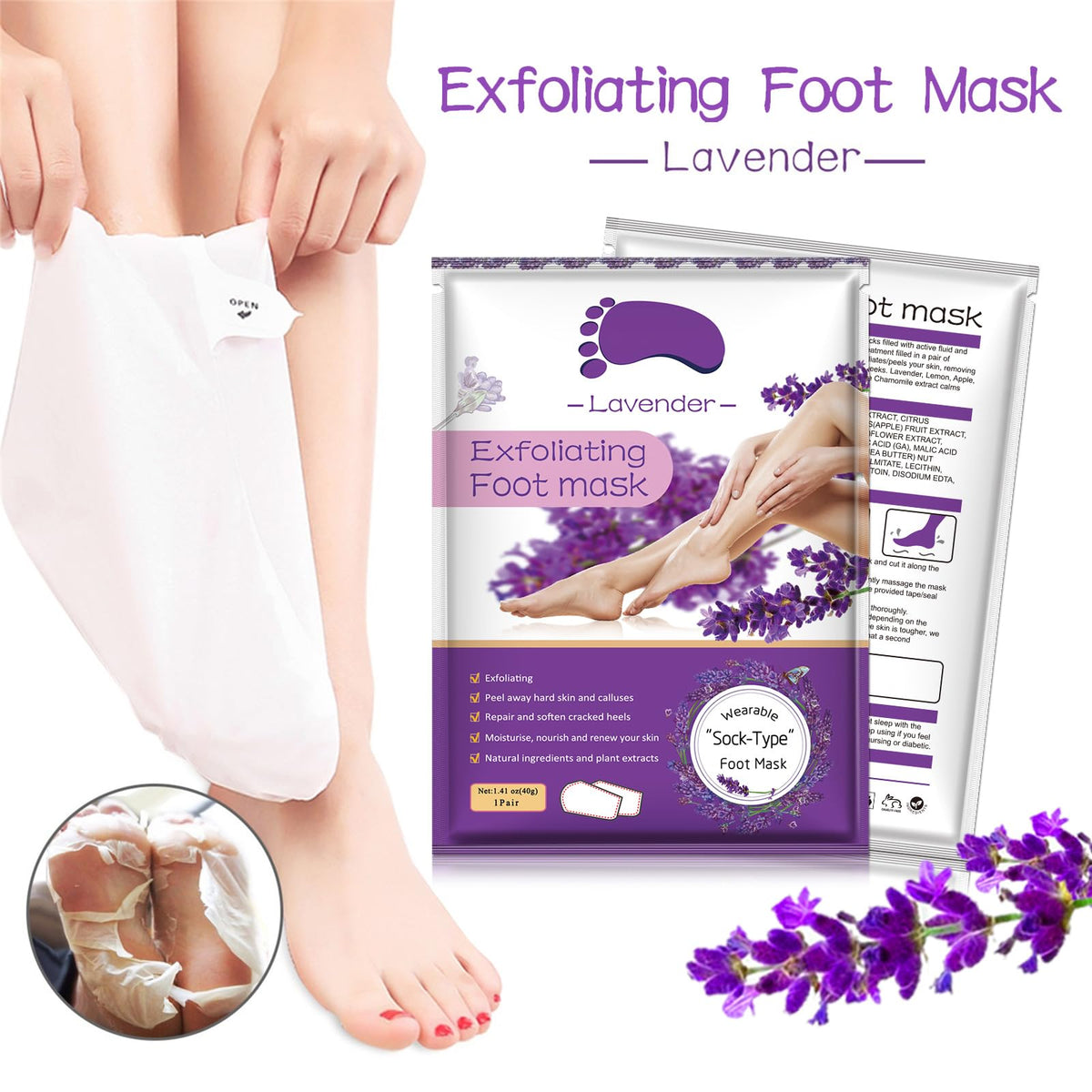 Liefiet single pair opened with visible soaking solution for effective exfoliation