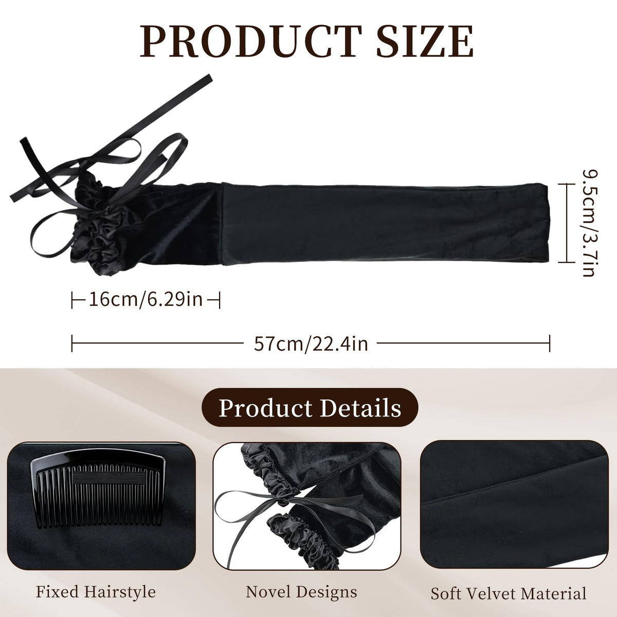 Liegaio Sleepie Tie in use wrapping long hair for secure no-heat curling benefit