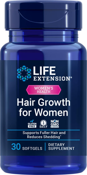 Life Extension front packaging showing bottle and branding, promotes fuller hair